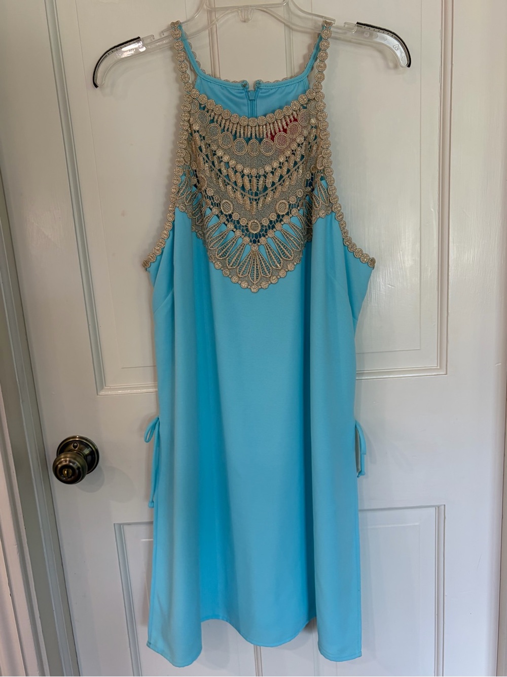 Lilly Pulitzer Crochet Yoke Sleeveless Aqua Romper